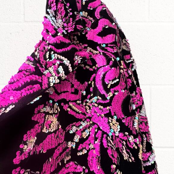 Nasty Gal Plus Size Fringe Sequin Fringe Blazer Jacket, Western Bling, size 14 - Picture 12 of 14